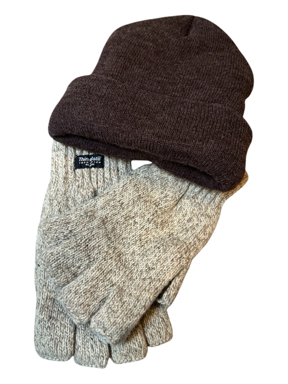40 Gram Beanie & Gloves Thinsulate Fingerless Gloves Thermosoft Beanie